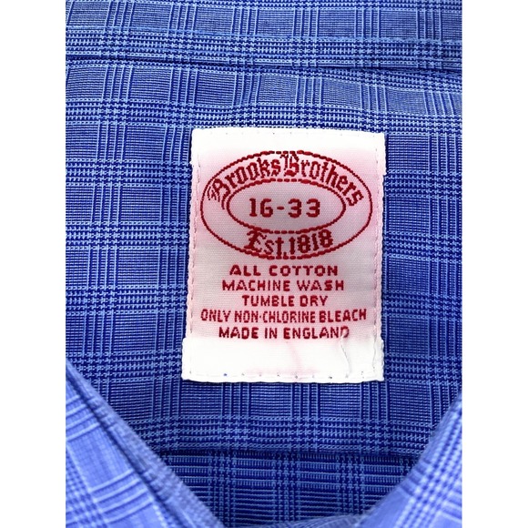 Brooks Brothers Men's Button‎ Front Pocket Cotton Blue Check Dress Shirt 16-33 - Picture 3 of 8